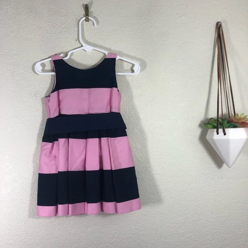 Ralph Lauren navy blue and pink striped button dress